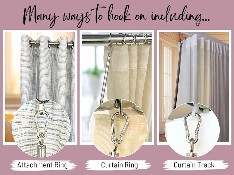 OooWow 36 inch (4 Pack) Stainless Steel Iron Curtain Pull Wand - Drapery Pull Rod - Verstaile Curtain Wand - Strong Metal Drapery Wand (36in SS 4Pk) - Image 4
